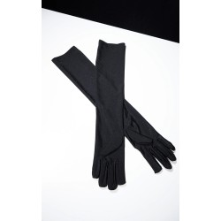 Black Plain Satin Long Gloves