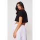 PRETTYLITTLETHING Cotton Black Oversized Crop T-Shirt