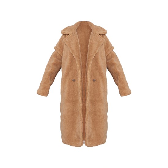 Camel Teddy Bear Borg Coat