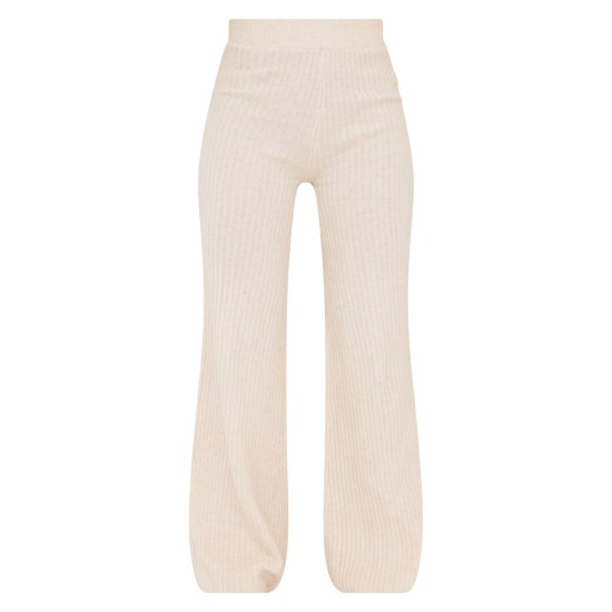 Oatmeal Luxe Rib Knit Wide Leg Pants