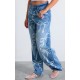 Light Blue Ribbon Detail Laser Print Jeans