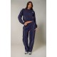 PRETTYLITTLETHING Navy Embroidered Contrast Piping Straight Leg Sweatpants