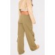 Khaki Thin Waistband Drawstring Detail Track Pants