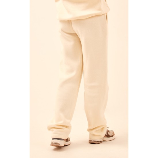 PRETTYLITTLETHING Cream Logo Badge Detail Straight Leg Sweatpants