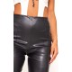 Black Faux Leather Pintuck Detail Leggings