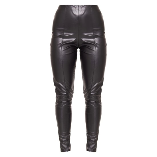 Black Faux Leather Pintuck Detail Leggings