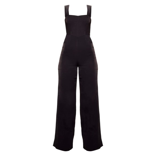 Black Woven Cut Out Bow Detail Jumpsuit