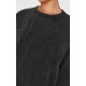 PRETTYLITTLETHING Black Embossed Logo Washed Long Sleeve T-shirt