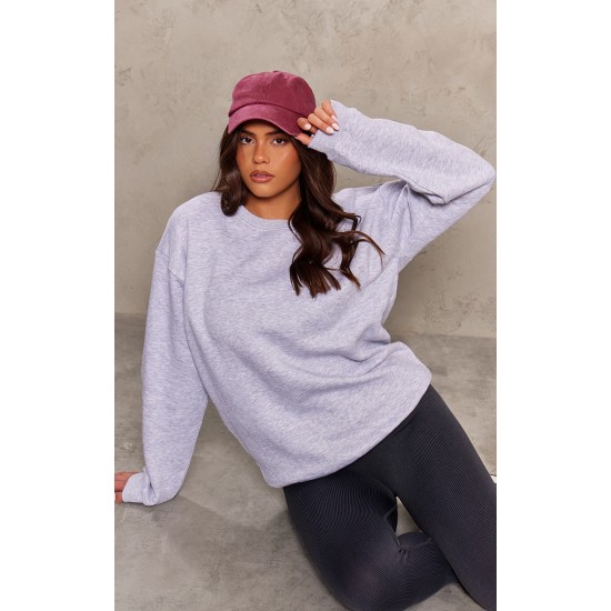 Ash Grey Oversized Cropped Crewneck Sweatshirt