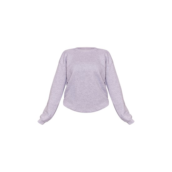 Ash Grey Oversized Cropped Crewneck Sweatshirt