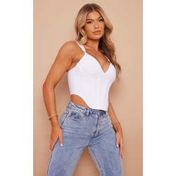 White Bandage Dip Hem Bust Cup Corset