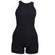 Black Ribbed Racer Neck Unitard