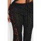 Shape Black Fold Over Ribbed Pants With Side Panel Detail