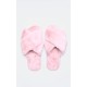 Pink Faux Fur Cross Over Slippers