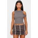 Dark Grey Ribbed Asymmetric Vest Top