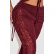 Shape Burgundy Fold Over Ribbed Pant With Side Panel Detail