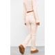 Cream Rib Fold Over Waist Flared Pants