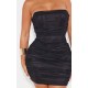 Shape Black Mesh Corset Detail Ruched Bodycon Dress