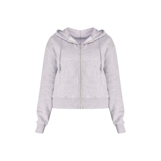 Grey Marl Oversized Hooded Zip Up Sweat Hoodie