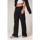 Black Flared Split Hem Sweatpants