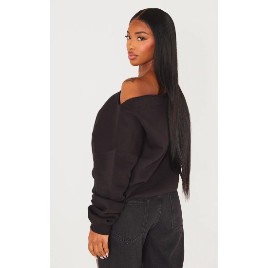 Shape Black Sweat Raw Edge Slouch Sweatshirt