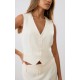 Cream Woven Tailored Boxy Vest