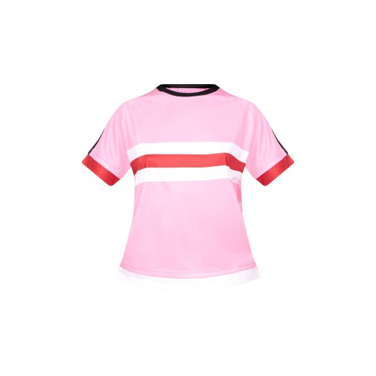 Pink Oversized Stripe Detail Football T-shirt