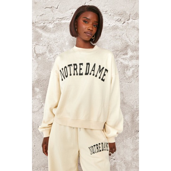 Tall Cream Notre Dame Oversized Sweatshirt