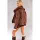 Chocolate Faux Suede PU Bonded Aviator Jacket