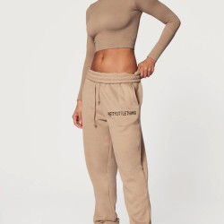 PRETTYLITTLETHING Mocha Cuffed High Waisted Sweatpants