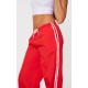 Bright Red Shell Side Stripe Detail Wide Leg Pants