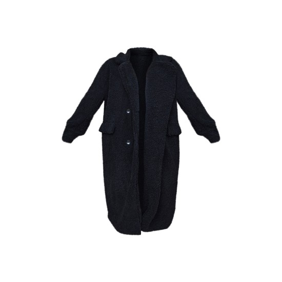 Plus Black Longline Borg Coat