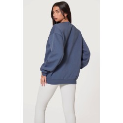 PRETTYLITTLETHING Petrol Blue Athletics Club Embossed Oversized Boxy Sweatshirt