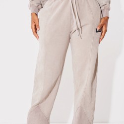 PRETTYLITTLETHING Shape Taupe Washed Wide Leg Sweatpants