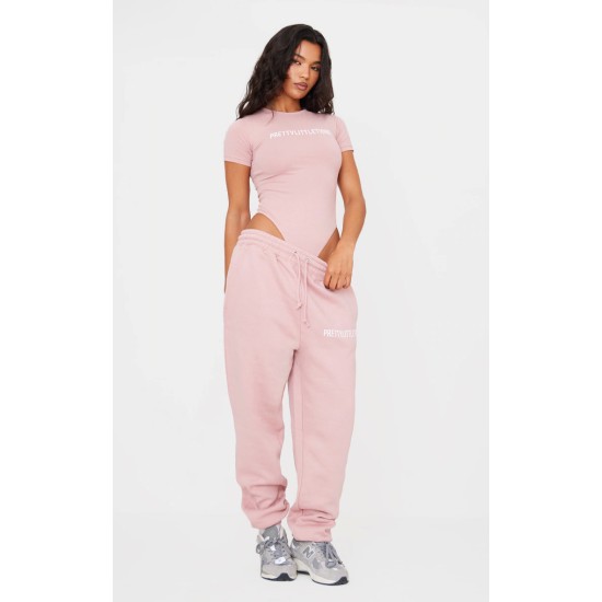 PRETTYLITTLETHING Light Pink High Waist Cuffed Sweatpants