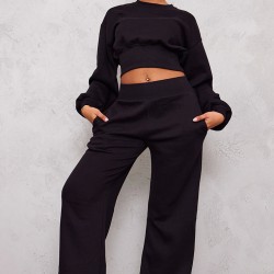 Tall Black High Waisted Wide Leg Sweatpants