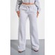 PRETTYLITTLETHING Shape Grey Marl Distressed Elasticated Waistband Wide Leg Sweatpants